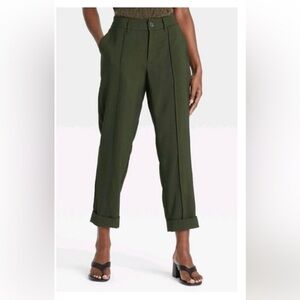 A New Day Olive Green High Rise Front Seam Cropped Trouser